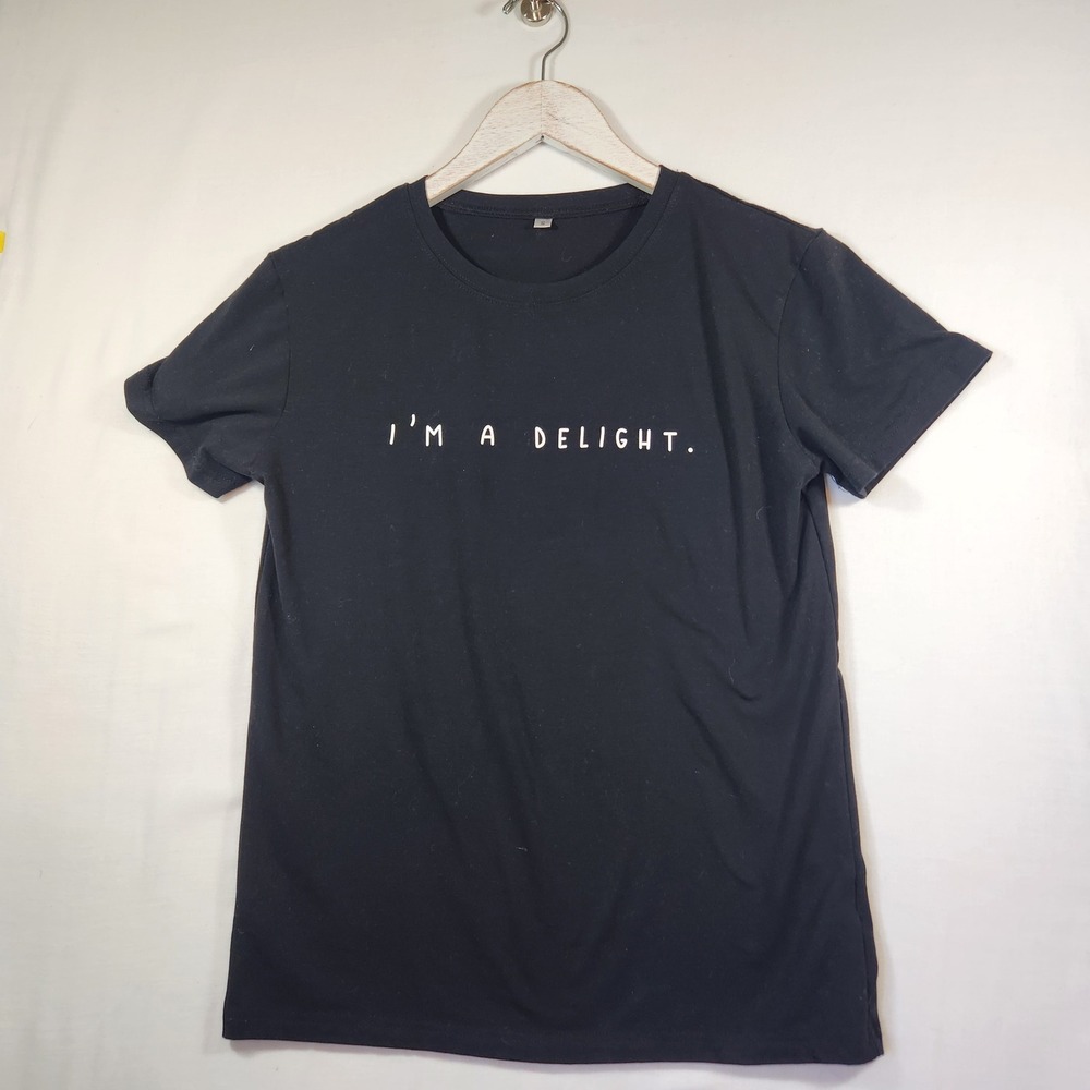 I'm A Delight Graphic T-Shirt‎ Black Short Sleeve Crew Neck S